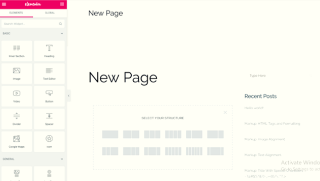 Elementor page builder