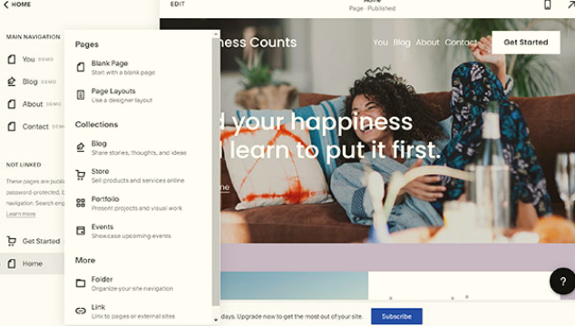 Squarespace page builder